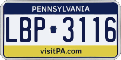 PA license plate LBP3116