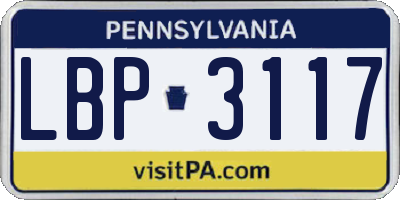 PA license plate LBP3117