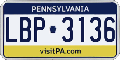 PA license plate LBP3136