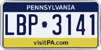 PA license plate LBP3141