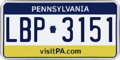 PA license plate LBP3151