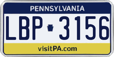 PA license plate LBP3156