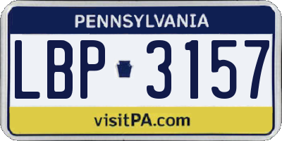 PA license plate LBP3157
