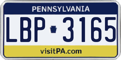 PA license plate LBP3165