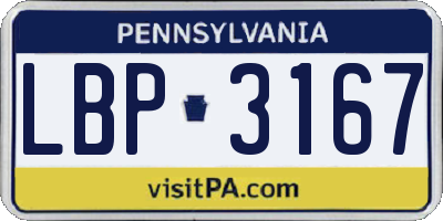 PA license plate LBP3167