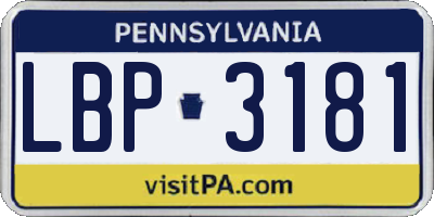PA license plate LBP3181