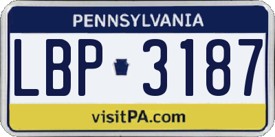 PA license plate LBP3187