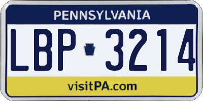 PA license plate LBP3214
