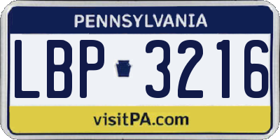 PA license plate LBP3216