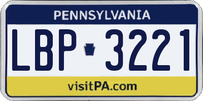 PA license plate LBP3221