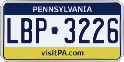 PA license plate LBP3226