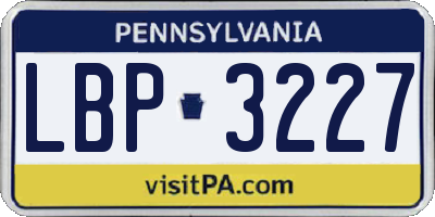 PA license plate LBP3227
