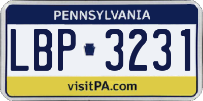 PA license plate LBP3231