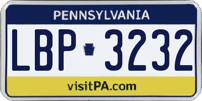 PA license plate LBP3232
