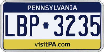PA license plate LBP3235