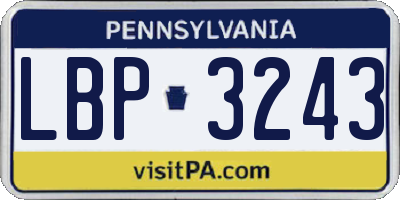 PA license plate LBP3243