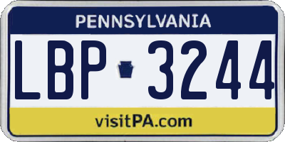 PA license plate LBP3244