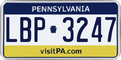 PA license plate LBP3247