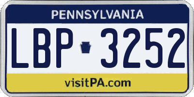 PA license plate LBP3252