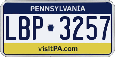 PA license plate LBP3257