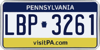 PA license plate LBP3261