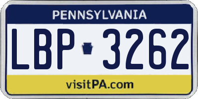 PA license plate LBP3262