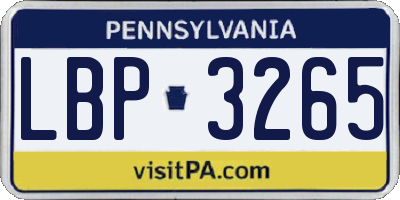 PA license plate LBP3265
