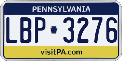 PA license plate LBP3276