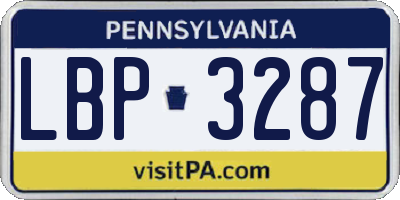 PA license plate LBP3287