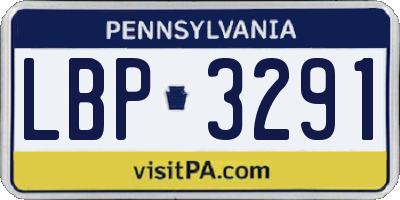 PA license plate LBP3291