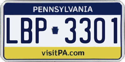 PA license plate LBP3301