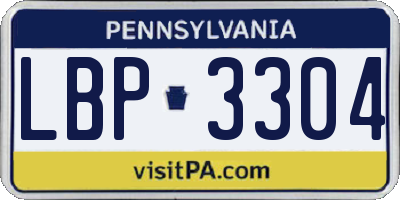 PA license plate LBP3304