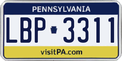 PA license plate LBP3311