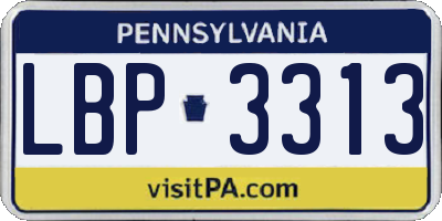 PA license plate LBP3313