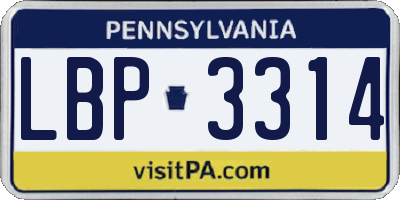 PA license plate LBP3314