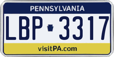 PA license plate LBP3317