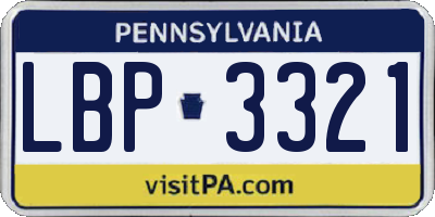 PA license plate LBP3321