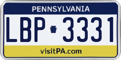 PA license plate LBP3331