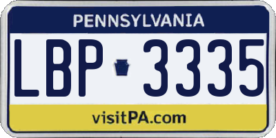 PA license plate LBP3335
