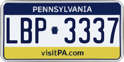 PA license plate LBP3337