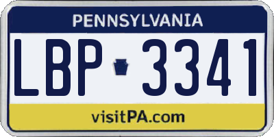 PA license plate LBP3341