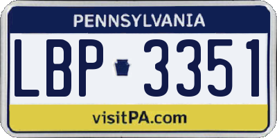 PA license plate LBP3351