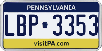 PA license plate LBP3353