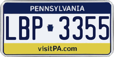 PA license plate LBP3355