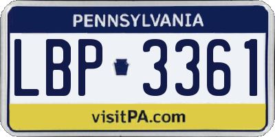 PA license plate LBP3361
