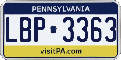 PA license plate LBP3363