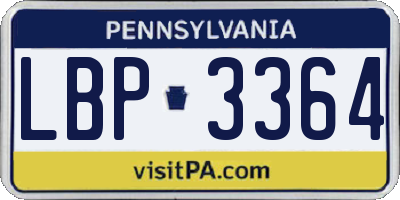 PA license plate LBP3364