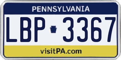 PA license plate LBP3367