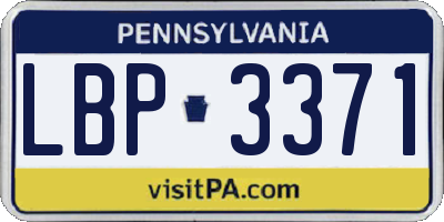 PA license plate LBP3371