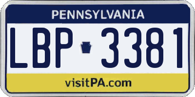 PA license plate LBP3381